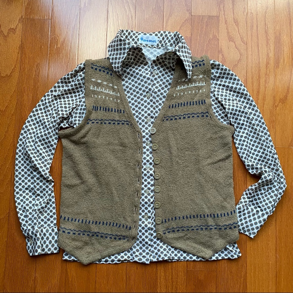 Vintage 60’s John Meyer poly knit blouse and Intuitions vest